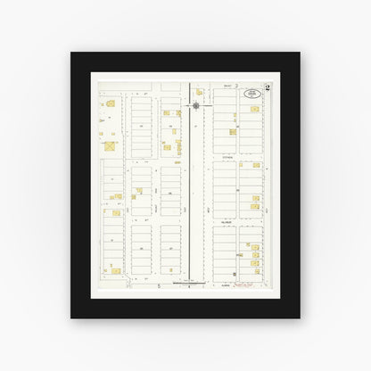 Old map wall art mockup — black gallery frame with white mat — Sanborn Fire Insurance Map from Dixon, Solano County, California (1921), Sheet #0002