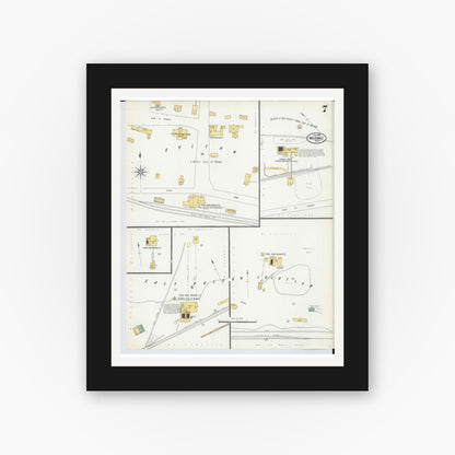 Old map wall art mockup — black gallery frame with white mat — Sanborn Fire Insurance Map from Norway, Dickinson County, Michigan (1900), Sheet #0007