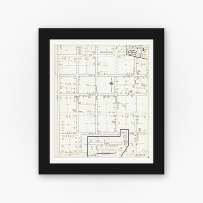 Old map wall art mockup — black gallery frame with white mat — Sanborn Fire Insurance Map from Fort Meade, Polk County, Florida (1917), Sheet #0004