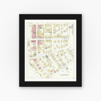 Old map wall art mockup — black gallery frame with white mat — Sanborn Fire Insurance Map from Irwin, Westmoreland County, Pennsylvania (1909), Sheet #0003