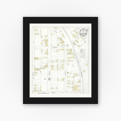 Old map wall art mockup — black gallery frame with white mat — Sanborn Fire Insurance Map from Ocean View, San Francisco County, California (1897) - Complete Map Set