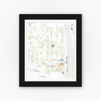 Old map wall art mockup — black gallery frame with white mat — Sanborn Fire Insurance Map from Mingo Junction, Jefferson County, Ohio (1946), Sheet #0002