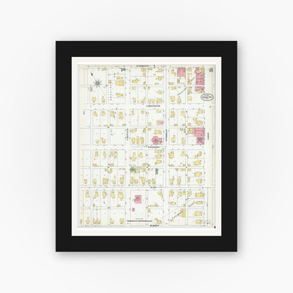 Old map wall art mockup — black gallery frame with white mat — Sanborn Fire Insurance Map from Dunkirk, Jay And Blackford Counties, Indiana (1900), Sheet #0008