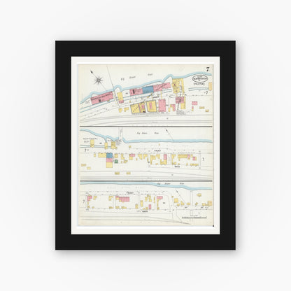 Old map wall art mockup — black gallery frame with white mat — Sanborn Fire Insurance Map from New Brighton, Beaver County, Pennsylvania (1901), Sheet #0007