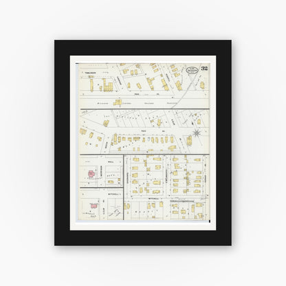 Old map wall art mockup — black gallery frame with white mat — Sanborn Fire Insurance Map from Jackson, Jackson County, Michigan (1899), Sheet #0032