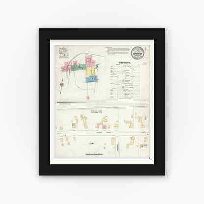Old map wall art mockup — black gallery frame with white mat — Sanborn Fire Insurance Map from Hopkinton, Middlesex County, Massachusetts (1910) - Complete Map Set