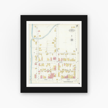 Old map wall art mockup — black gallery frame with white mat — Sanborn Fire Insurance Map from Blairsville, Indiana County, Pennsylvania (1903), Sheet #0002