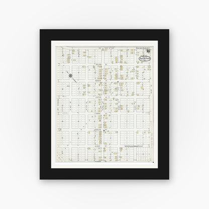 Old map wall art mockup — black gallery frame with white mat — Sanborn Fire Insurance Map from Port Arthur, Jefferson County, Texas (1918), Sheet #0018