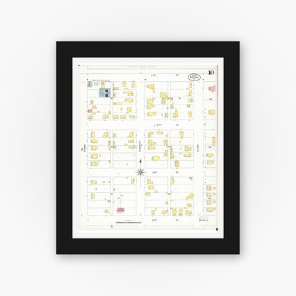 Old map wall art mockup — black gallery frame with white mat — Sanborn Fire Insurance Map from Boone, Boone County, Iowa (1900), Sheet #0010
