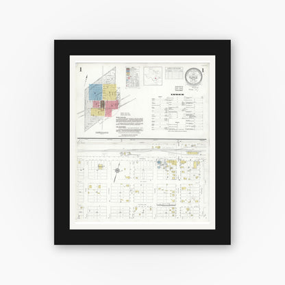 Old map wall art mockup — black gallery frame with white mat — Sanborn Fire Insurance Map from Runge, Karnes County, Texas (1934) - Complete Map Set