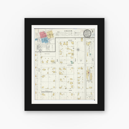 Old map wall art mockup — black gallery frame with white mat — Sanborn Fire Insurance Map from Cerro Gordo, Piatt County, Illinois (1899) - Complete Map Set