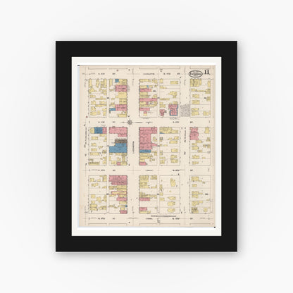 Old map wall art mockup — black gallery frame with white mat — Sanborn Fire Insurance Map from Escanaba, Delta County, Michigan (1921), Sheet #0011