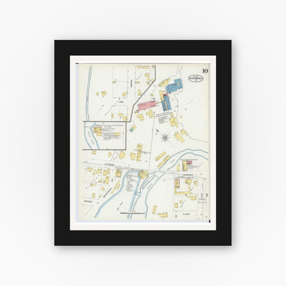 Old map wall art mockup — black gallery frame with white mat — Sanborn Fire Insurance Map from Chippewa Falls, Chippewa County, Wisconsin (1903), Sheet #0010