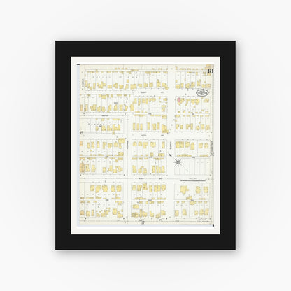 Old map wall art mockup — black gallery frame with white mat — Sanborn Fire Insurance Map from Ironton, Lawrence County, Ohio (1904), Sheet #0018