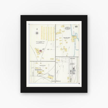 Old map wall art mockup — black gallery frame with white mat — Sanborn Fire Insurance Map from Escanaba, Delta County, Michigan (1906), Sheet #0025