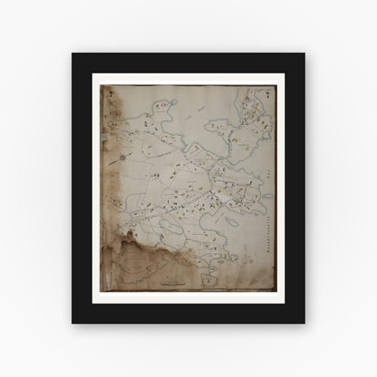 Old map wall art mockup — black gallery frame with white mat — Sanborn Fire Insurance Map from Cohasset, Norfolk County, Massachusetts (1963), Sheet #0007