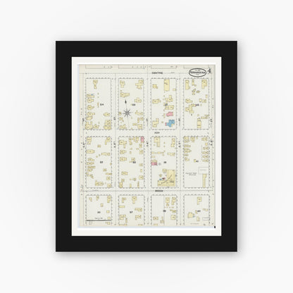 Old map wall art mockup — black gallery frame with white mat — Sanborn Fire Insurance Map from Fernandina, Nassau County, Florida (1891), Sheet #0004