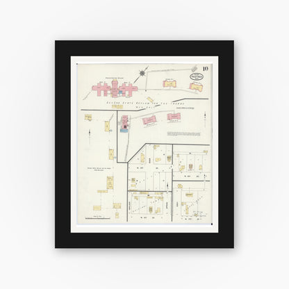 Old map wall art mockup — black gallery frame with white mat — Sanborn Fire Insurance Map from Hastings, Dakota County, Minnesota (1911), Sheet #0010