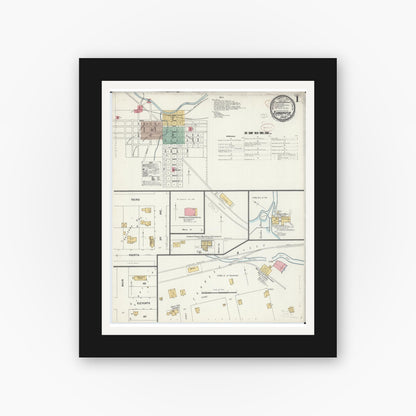 Old map wall art mockup — black gallery frame with white mat — Sanborn Fire Insurance Map from Zumbrota, Goodhue County, Minnesota (1899) - Complete Map Set