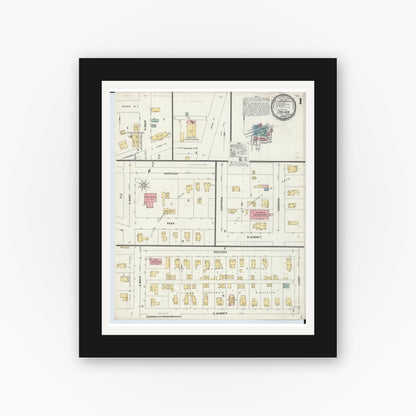 Old map wall art mockup — black gallery frame with white mat — Sanborn Fire Insurance Map from Chelsea, Washtenaw County, Michigan (1899), Sheet #0001