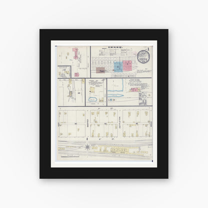 Old map wall art mockup — black gallery frame with white mat — Sanborn Fire Insurance Map from Cameron, Clinton County, Missouri (1891) - Complete Map Set