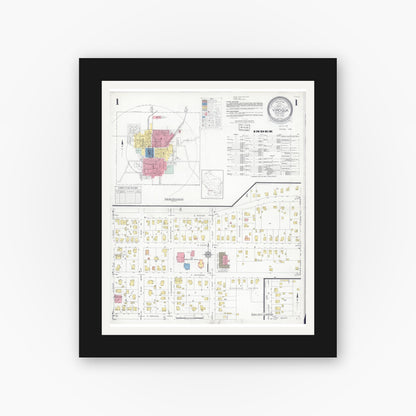 Old map wall art mockup — black gallery frame with white mat — Sanborn Fire Insurance Map from Viroqua, Vernon County, Wisconsin (1933) - Complete Map Set