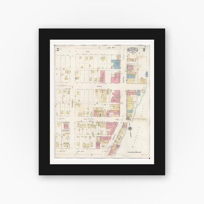 Old map wall art mockup — black gallery frame with white mat — Sanborn Fire Insurance Map from Granite Falls, Yellow Medicine And Chippewa Counties, Minnesota (1941), Sheet #0002