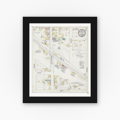 Old map wall art mockup — black gallery frame with white mat — Sanborn Fire Insurance Map from Saint Charles, Winona County, Minnesota (1892) - Complete Map Set