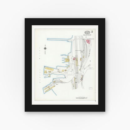 Old map wall art mockup — black gallery frame with white mat — Sanborn Fire Insurance Map from Beacon, Dutchess County, New York (1919) - Complete Map Set