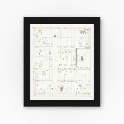 Old map wall art mockup — black gallery frame with white mat — Sanborn Fire Insurance Map from Faribault, Rice County, Minnesota (1914), Sheet #0017