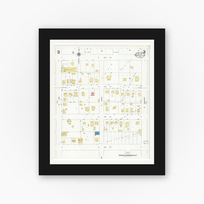 Old map wall art mockup — black gallery frame with white mat — Sanborn Fire Insurance Map from Maryville, Nodaway County, Missouri (1925), Sheet #0003
