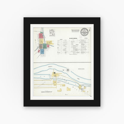 Old map wall art mockup — black gallery frame with white mat — Sanborn Fire Insurance Map from Coudersport, Potter County, Pennsylvania (1903) - Complete Map Set