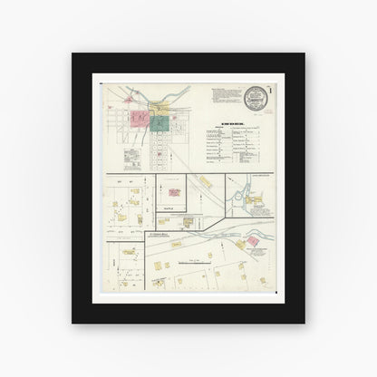 Old map wall art mockup — black gallery frame with white mat — Sanborn Fire Insurance Map from Zumbrota, Goodhue County, Minnesota (1910) - Complete Map Set