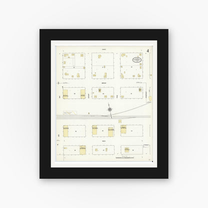 Old map wall art mockup — black gallery frame with white mat — Sanborn Fire Insurance Map from Forney, Kaufman County, Texas (1912), Sheet #0004