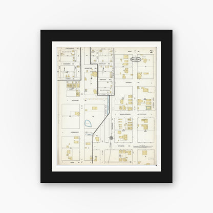 Old map wall art mockup — black gallery frame with white mat — Sanborn Fire Insurance Map from Pablo Beach, Duval County, Florida (1917), Sheet #0002