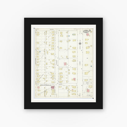 Old map wall art mockup — black gallery frame with white mat — Sanborn Fire Insurance Map from Celina, Mercer County, Ohio (1914), Sheet #0003