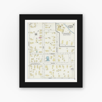 Old map wall art mockup — black gallery frame with white mat — Sanborn Fire Insurance Map from Palmer, Hampden County, Massachusetts (1891), Sheet #0003