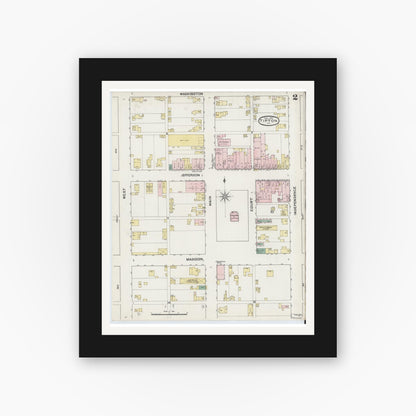 Old map wall art mockup — black gallery frame with white mat — Sanborn Fire Insurance Map from Tipton, Tipton County, Indiana (1890), Sheet #0002