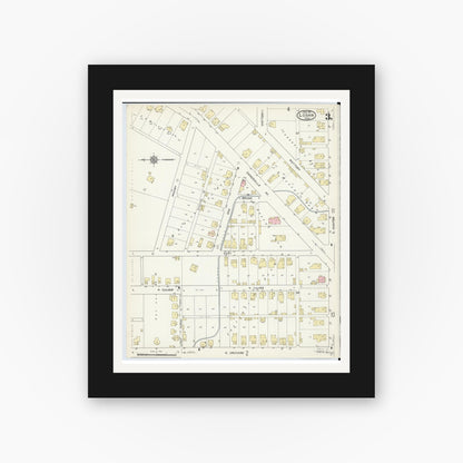Old map wall art mockup — black gallery frame with white mat — Sanborn Fire Insurance Map from Logan, Hocking County, Ohio (1914), Sheet #0003