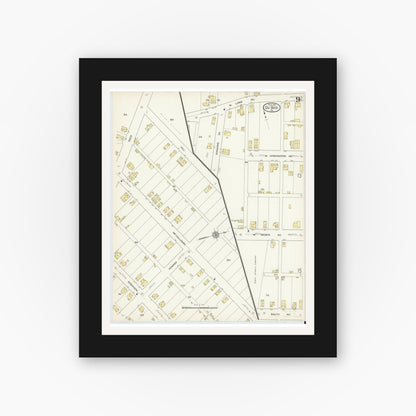 Old map wall art mockup — black gallery frame with white mat — Sanborn Fire Insurance Map from Du Bois, Clearfield County, Pennsylvania (1913), Sheet #0009