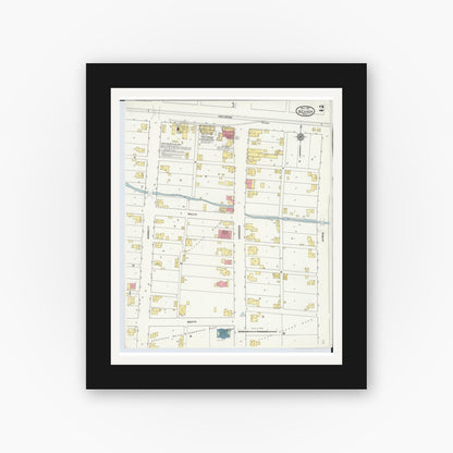 Old map wall art mockup — black gallery frame with white mat — Sanborn Fire Insurance Map from Nevada, Wyandot County, Ohio (1911), Sheet #0002