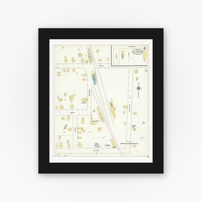 Old map wall art mockup — black gallery frame with white mat — Sanborn Fire Insurance Map from Interlaken, Seneca County, New York (1910), Sheet #0004
