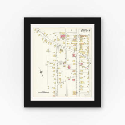 Old map wall art mockup — black gallery frame with white mat — Sanborn Fire Insurance Map from Rimersburg, Clarion County, Pennsylvania (1921), Sheet #0003