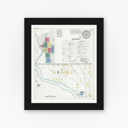 Old map wall art mockup — black gallery frame with white mat — Sanborn Fire Insurance Map from Lockport, Will County, Illinois (1909) - Complete Map Set