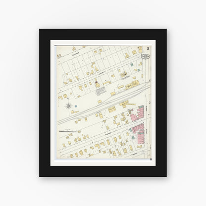 Old map wall art mockup — black gallery frame with white mat — Sanborn Fire Insurance Map from Chelsea, Washtenaw County, Michigan (1899), Sheet #0003