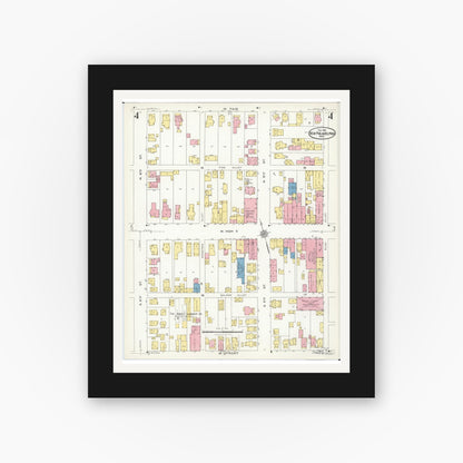 Old map wall art mockup — black gallery frame with white mat — Sanborn Fire Insurance Map from New Philadelphia, Tuscarawas County, Ohio (1926), Sheet #0004