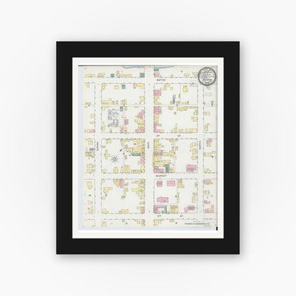 Old map wall art mockup — black gallery frame with white mat — Sanborn Fire Insurance Map from Batavia, Clermont County, Ohio (1892), Sheet #0001