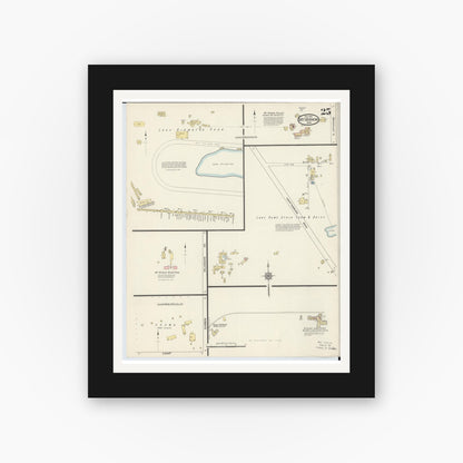 Old map wall art mockup — black gallery frame with white mat — Sanborn Fire Insurance Map from Mount Vernon, Knox County, Ohio (1913), Sheet #0025
