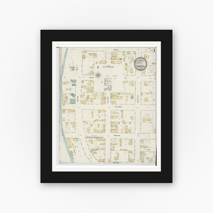 Old map wall art mockup — black gallery frame with white mat — Sanborn Fire Insurance Map from Saugatuck, Allegan County, Michigan (1895) - Complete Map Set