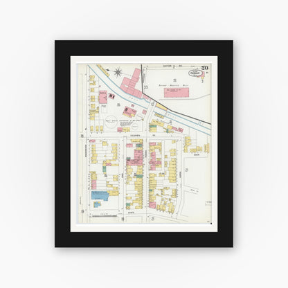 Old map wall art mockup — black gallery frame with white mat — Sanborn Fire Insurance Map from Passaic, Passaic County, New Jersey (1903), Sheet #0020